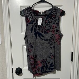 Floral Gray Sleeveless Top